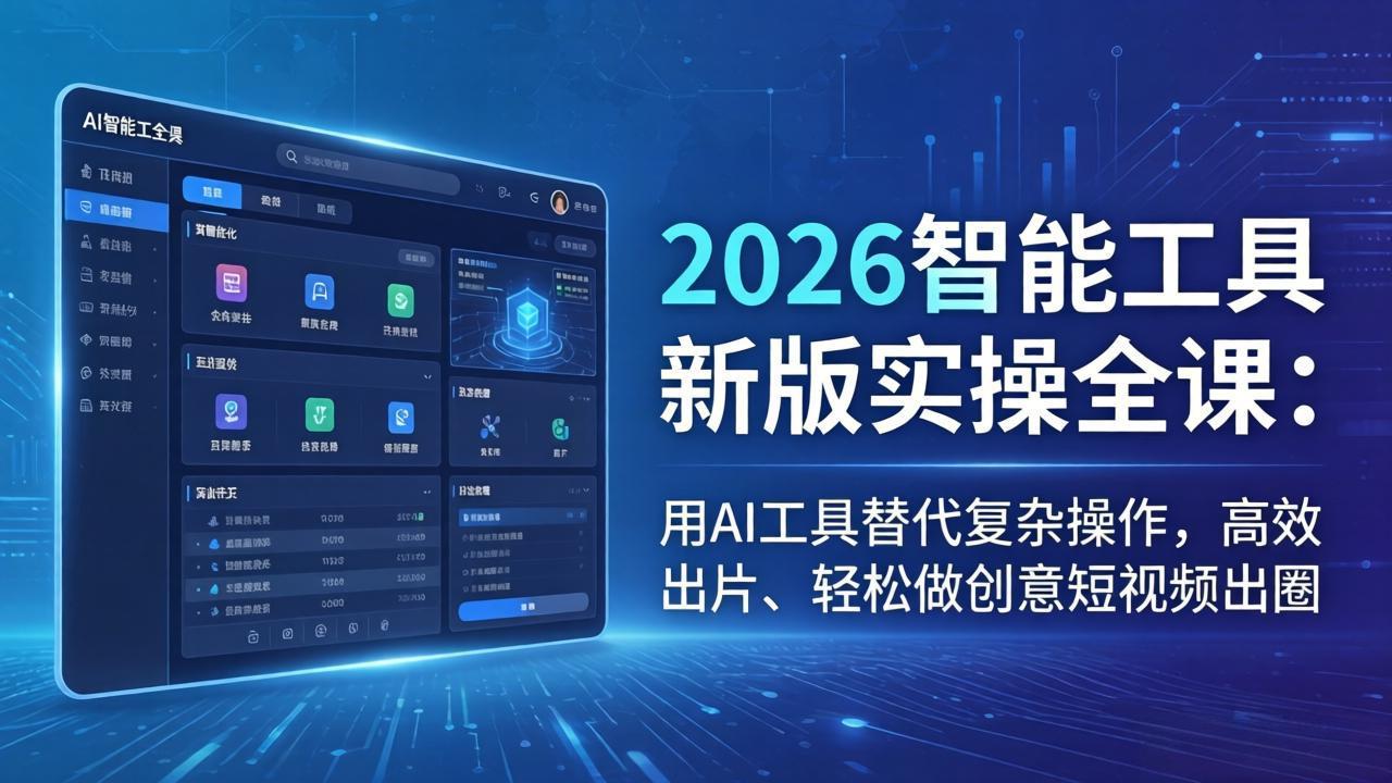 2026智能工具新版实操全课：用AI工具替代复杂操作，高效出片、轻松做创意短视频出圈-87副业网 - 互联网副业项目资源分享平台