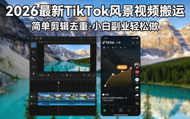 2026最新TikTok风景视频搬运简单剪辑去重小白副业月入 8000-87副业网 - 互联网副业项目资源分享平台
