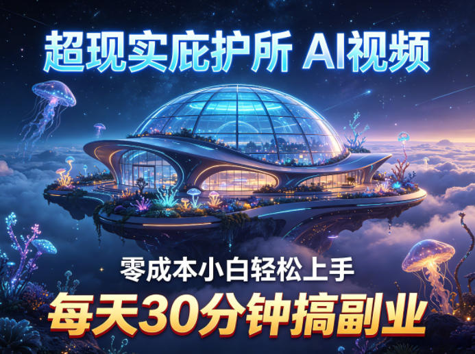 超现实庇护所AI视频项目拆解，零成本小白轻松上手，每天30分钟搞副业-87副业网 - 互联网副业项目资源分享平台