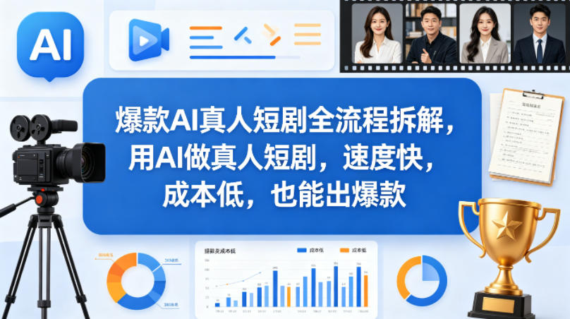 爆款AI真人短剧全流程拆解，用AI做真人短剧，速度快，成本低，也能出爆款-87副业网 - 互联网副业项目资源分享平台