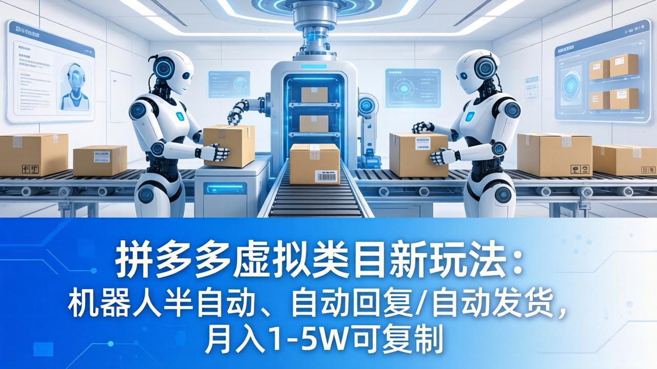 拼多多虚拟类目新玩法:机器人半自动、自动回复 /自动发货,月入 1-5W 可复制-87副业网 - 互联网副业项目资源分享平台