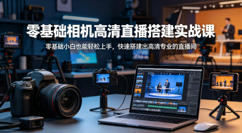 零基础相机高清直播间搭建实战课，小白也能轻松上手，快速搭建出高清专业的直播间-87副业网 - 互联网副业项目资源分享平台