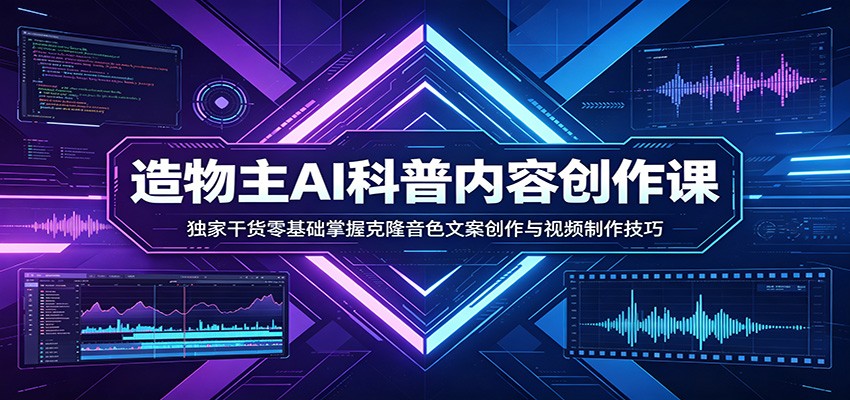 AI科普内容创作课:独家干货零基础掌握克隆音色文案创作与视频制作技巧-87副业网 - 互联网副业项目资源分享平台