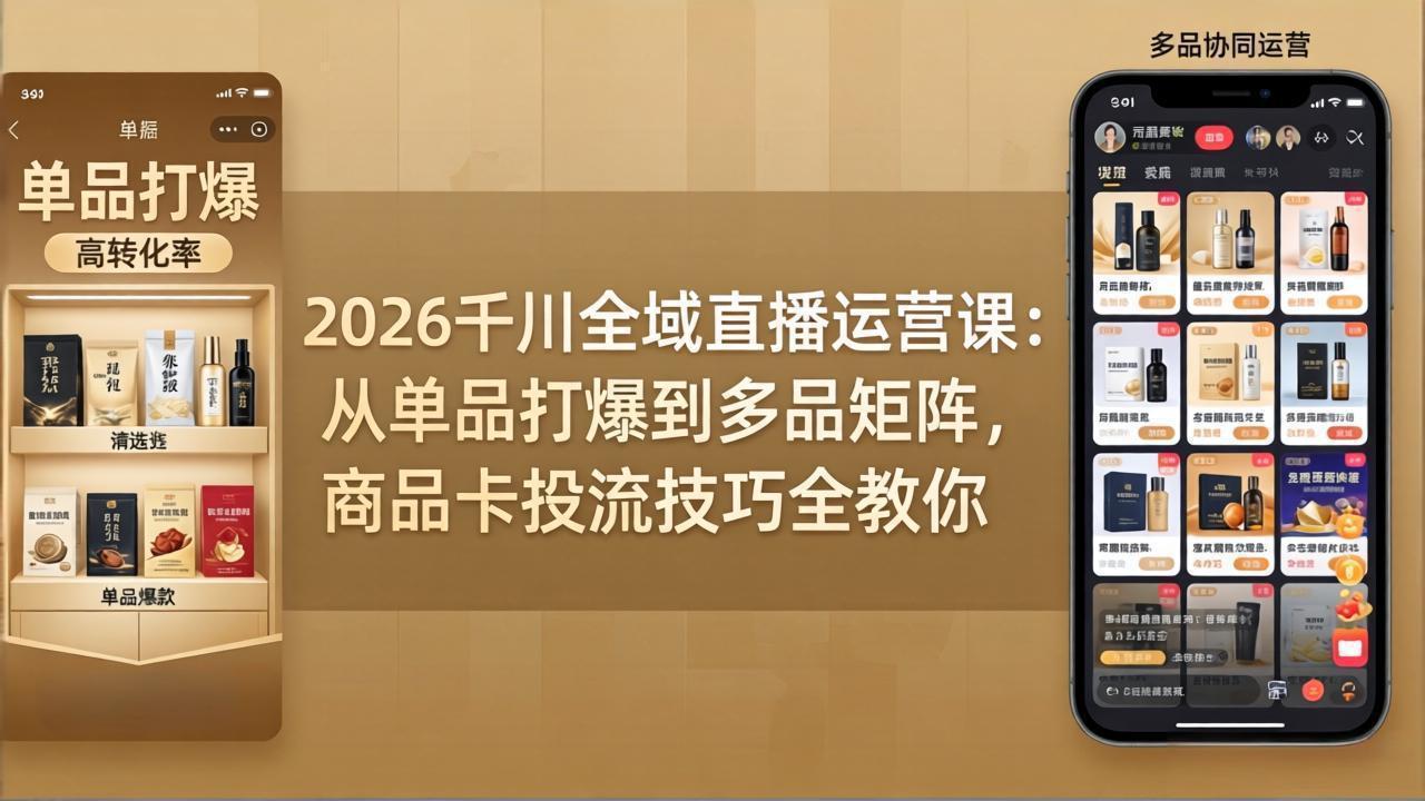 2026千川全域直播运营课:从单品打爆到多品矩阵,商品卡投流技巧全教你-87副业网 - 互联网副业项目资源分享平台
