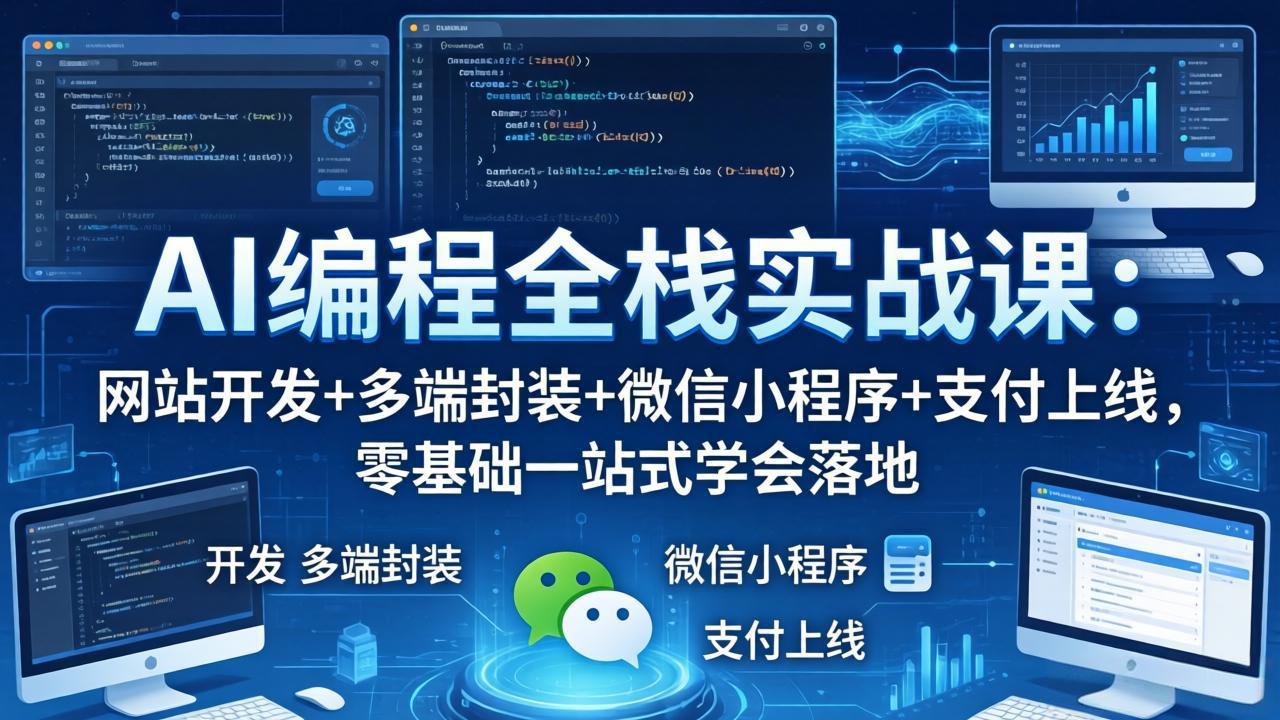AI编程全栈实战课：网站开发+多端封装+微信小程序+支付上线，零基础一站式学会落地-87副业网 - 互联网副业项目资源分享平台