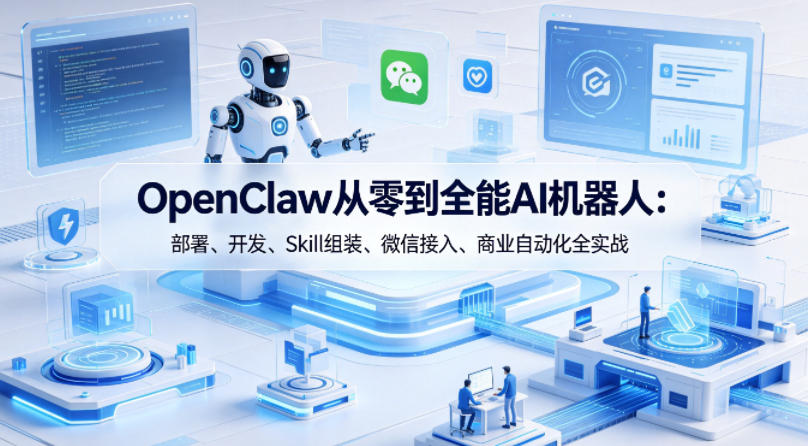 OpenClaw从零到全能AI机器人：部署、开发、Skill组装、微信接入、商业自动化全实战-87副业网 - 互联网副业项目资源分享平台