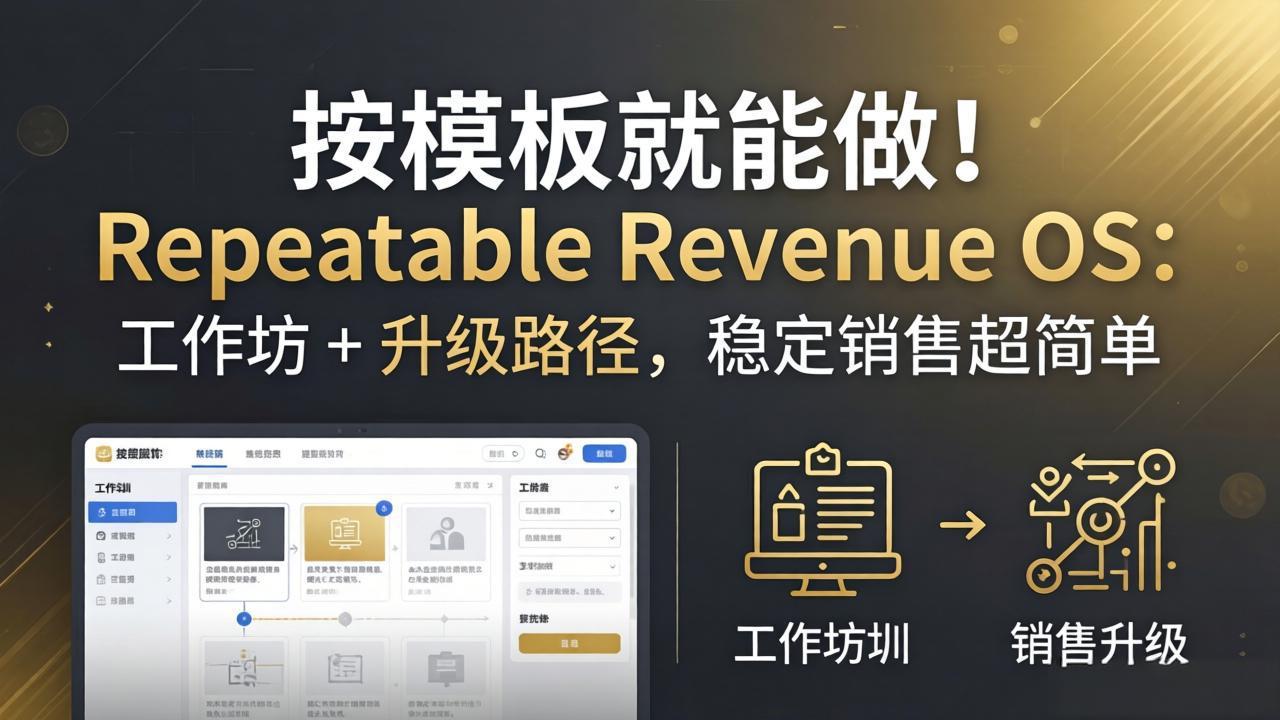 按模板就能做！Repeatable Revenue OS：工作坊 + 升级路径，稳定销售超简单-87副业网 - 互联网副业项目资源分享平台