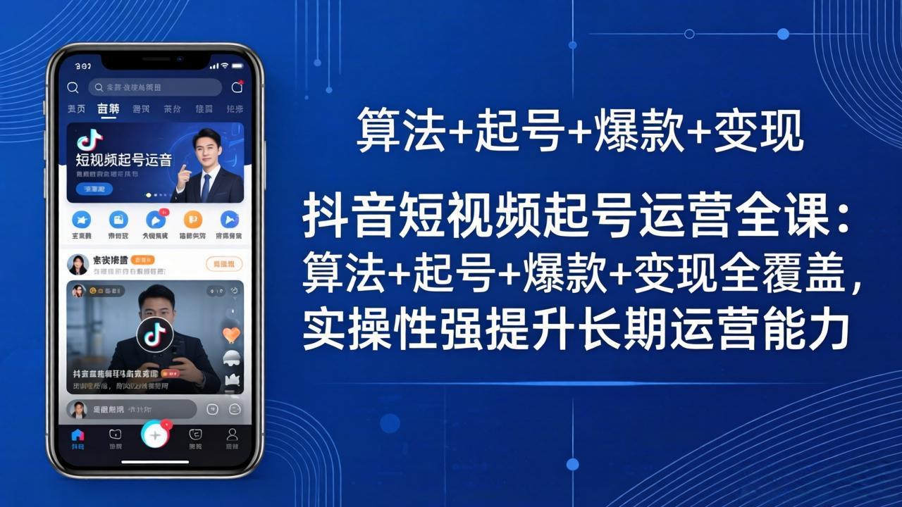 抖音短视频起号运营全课：算法+起号+爆款+变现全覆盖，实操性强提升长期运营能力-87副业网 - 互联网副业项目资源分享平台