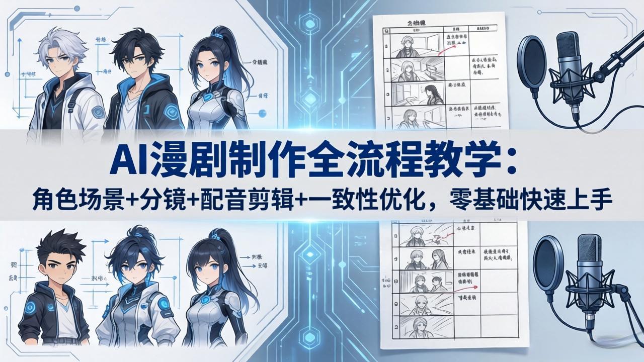 AI漫剧制作全流程教学：角色场景+分镜+配音剪辑+一致性优化，零基础快速上手-87副业网 - 互联网副业项目资源分享平台