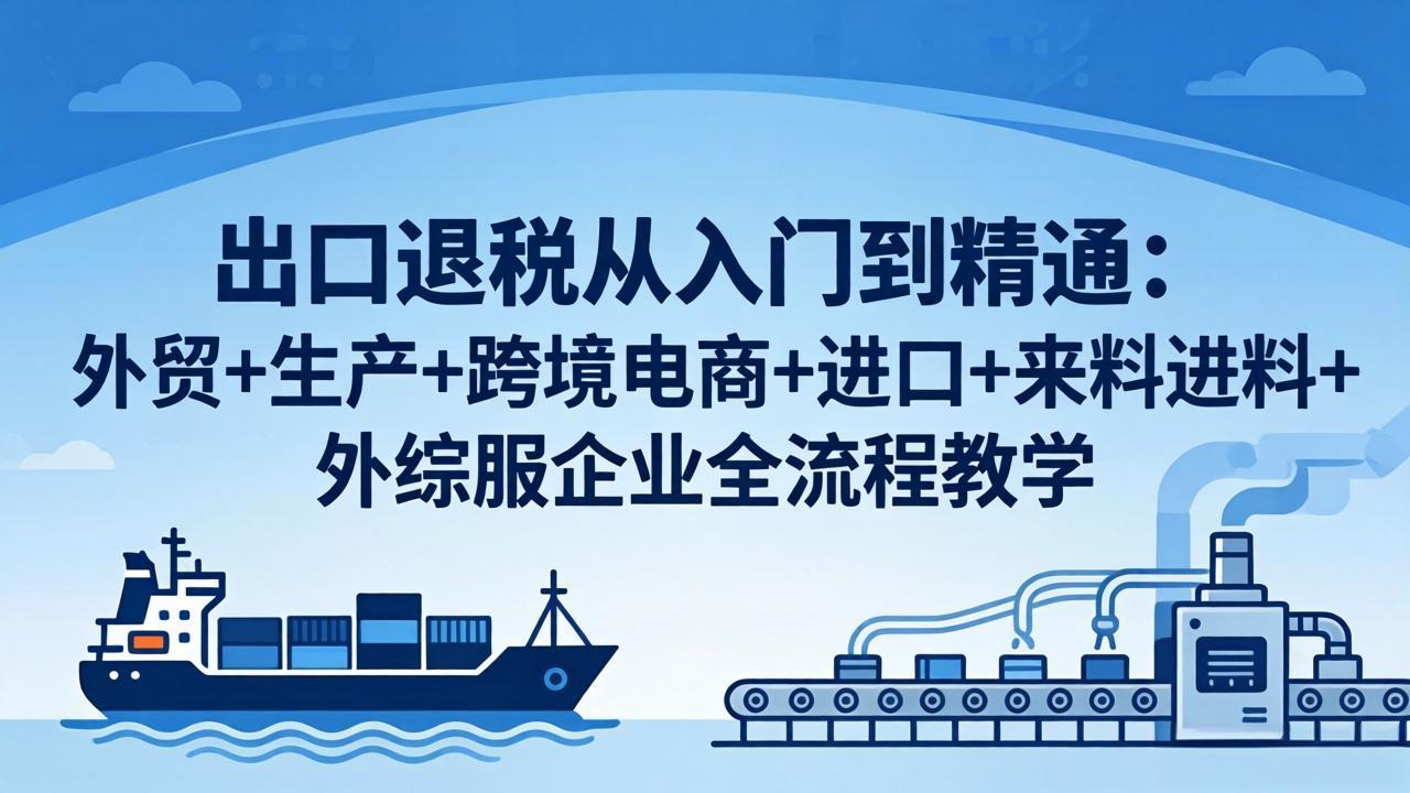 出口退税从入门到精通：外贸+生产+跨境电商+进口+来料进料+外综服企业全流程教学-87副业网 - 互联网副业项目资源分享平台