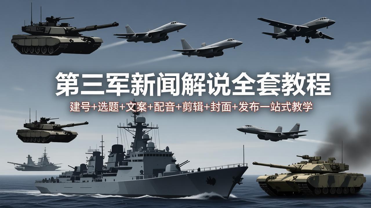 第三军迷新闻解说全套教程：建号+选题+文案+配音+剪辑+封面+发布一站式教学-87副业网 - 互联网副业项目资源分享平台