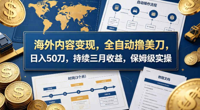 海外内容变现，全自动撸美刀，日入50刀，持续三月收益，保姆级实操【揭秘】-87副业网 - 互联网副业项目资源分享平台