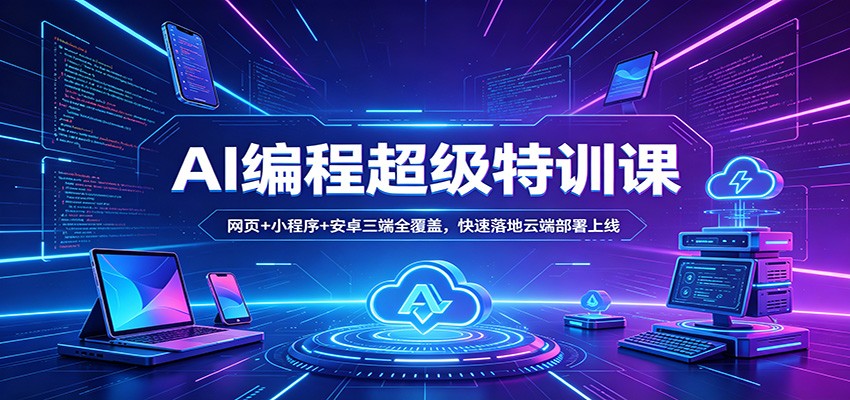 AI编程超级特训课：网页+小程序+安卓三端全覆盖，快速落地云端部署上线-87副业网 - 互联网副业项目资源分享平台