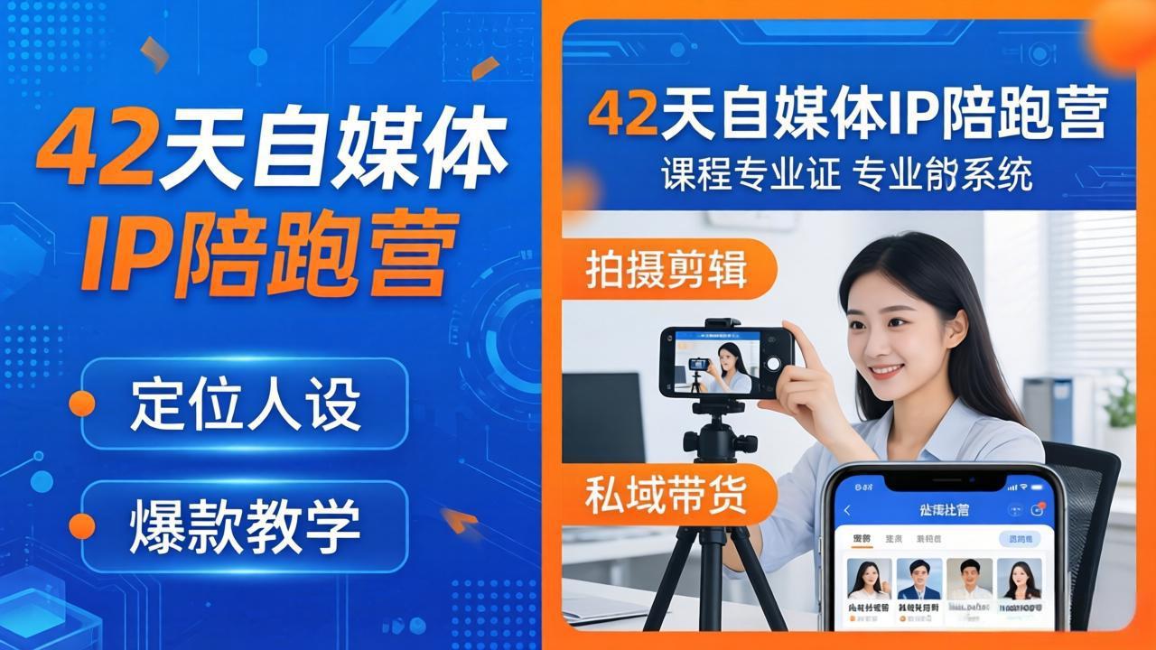 42天自媒体IP陪跑营-26年4月19更新：定位人设爆款全教学，拍摄剪辑私域带货一站式落地-87副业网 - 互联网副业项目资源分享平台