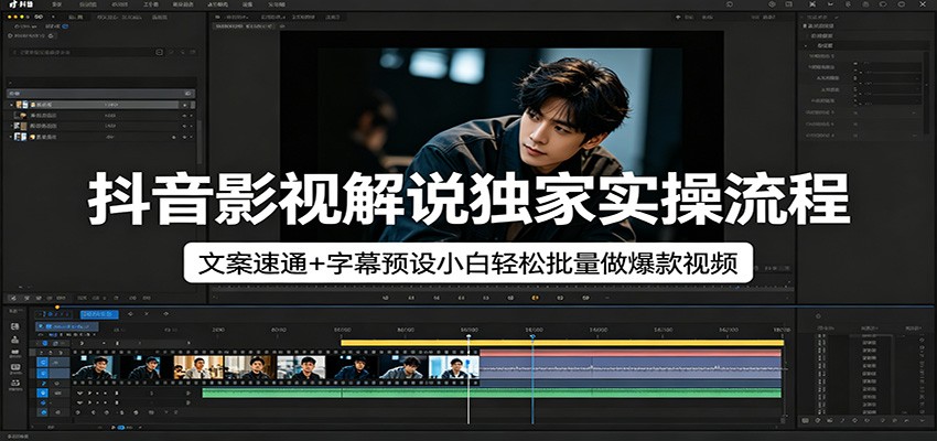 抖音影视解说独家实操流程，文案速通+字幕预设小白轻松批量做爆款视频-87副业网 - 互联网副业项目资源分享平台