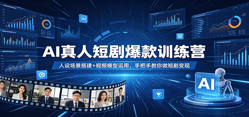 AI真人短剧爆款训练营：人设场景搭建+视频模型运用，手把手教你做短剧变现-87副业网 - 互联网副业项目资源分享平台
