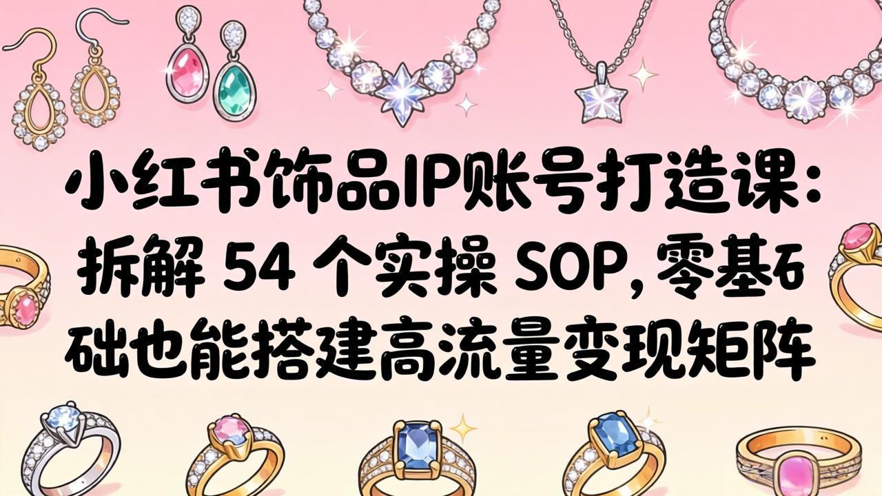 小红书饰品IP账号打造课：拆解 54 个实操 SOP，零基础也能搭建高流量变现矩阵-87副业网 - 互联网副业项目资源分享平台
