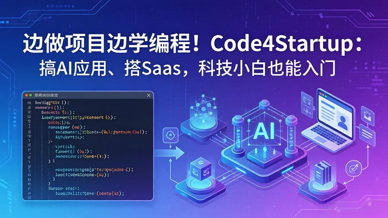 边做项目边学编程！Code4Startup：搞 AI 应用、搭 SaaS，科技小白也能入门-87副业网 - 互联网副业项目资源分享平台