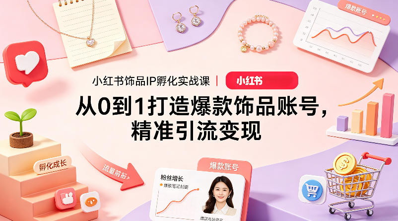 小红书饰品IP孵化实战课｜从0到1打造爆款饰品账号，精准引流变现-87副业网 - 互联网副业项目资源分享平台