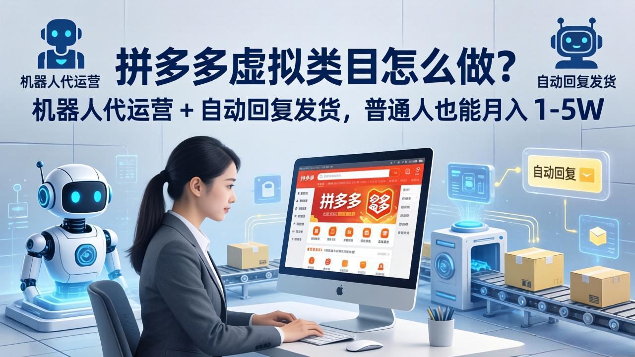 拼多多虚拟类目怎么做？机器人代运营 + 自动回复发货，普通人也能月入 1-5W-87副业网 - 互联网副业项目资源分享平台