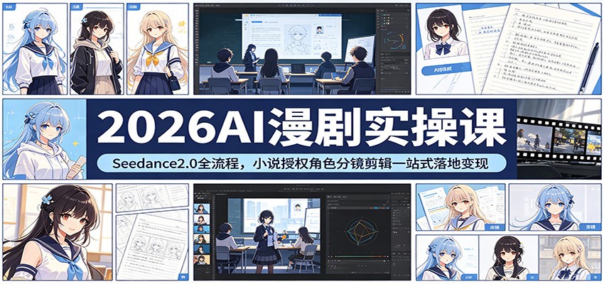 2026AI漫剧实操课：Seedance2.0全流程，小说授权角色分镜剪辑一站式落地变现-87副业网 - 互联网副业项目资源分享平台