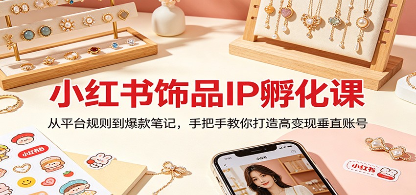 小红书饰品IP孵化课：从平台规则到爆款笔记，手把手教你打造高变现垂直账号-87副业网 - 互联网副业项目资源分享平台