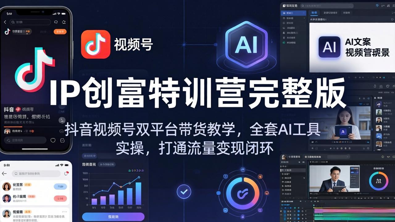 IP创富特训营完整版：抖音视频号双平台带货教学，全套AI工具实操，打通流量变现闭环-87副业网 - 互联网副业项目资源分享平台
