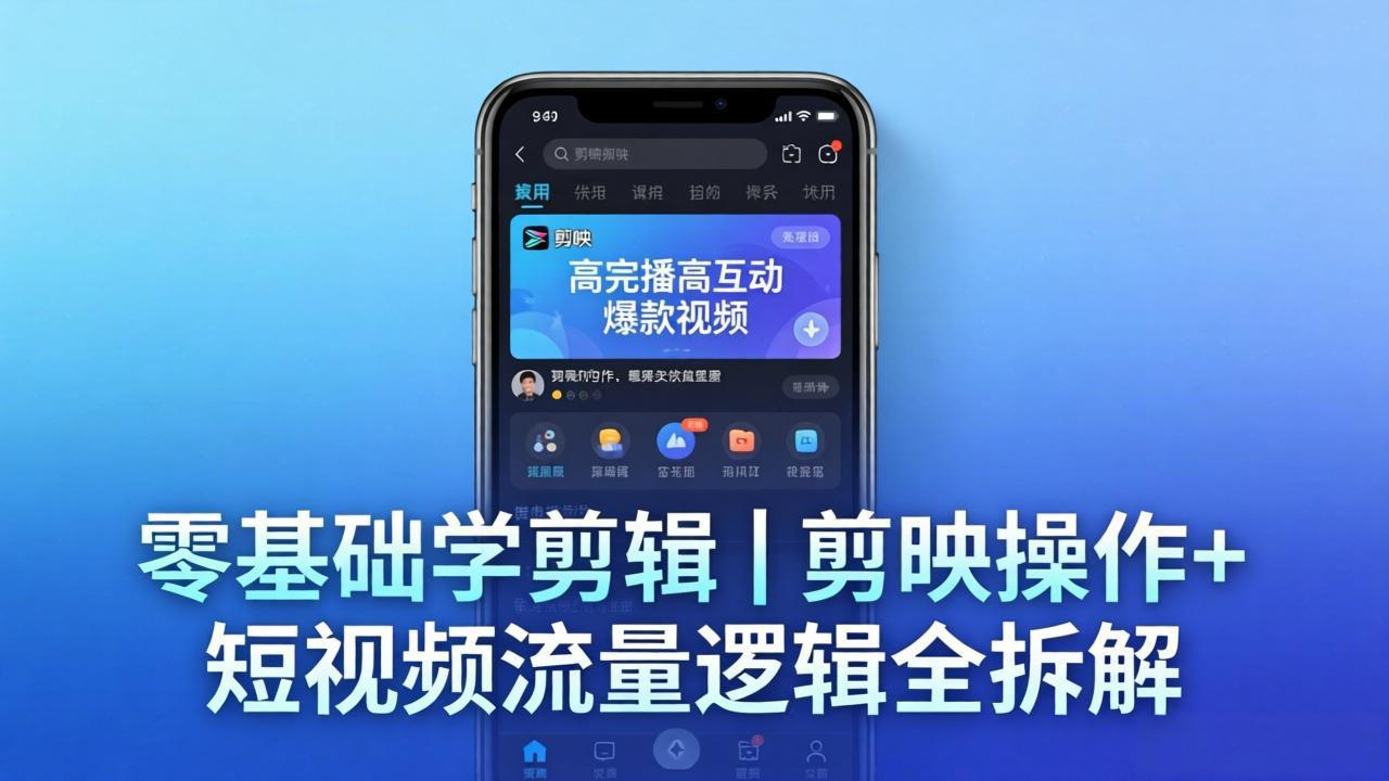 【零基础学剪辑】剪映操作+短视频流量逻辑全拆解｜手把手教你剪出高完播高互动爆款视频-87副业网 - 互联网副业项目资源分享平台