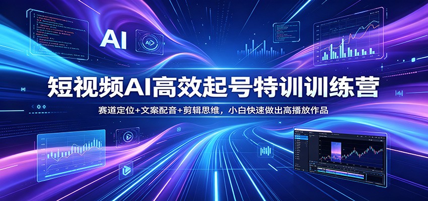 短视频AI高效起号特训训练营：赛道定位+文案配音+剪辑思维，小白快速做出高播放作品-87副业网 - 互联网副业项目资源分享平台