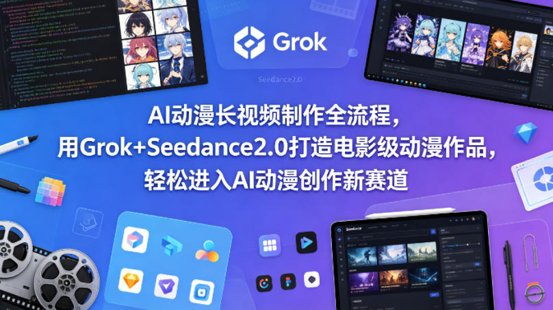 AI动漫长视频制作全流程，用Grok+Seedance2.0打造电影级动漫作品，轻松进入AI动漫创作新赛道-87副业网 - 互联网副业项目资源分享平台