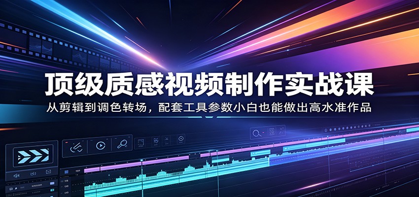 顶级质感视频制作实战课：从剪辑到调色转场，配套工具参数小白也能做出高水准作品-87副业网 - 互联网副业项目资源分享平台