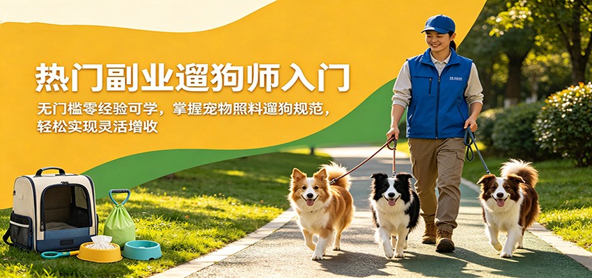 热门副业遛狗师入门，无门槛零经验可学，掌握宠物照料遛狗规范，轻松实现灵活增收-87副业网 - 互联网副业项目资源分享平台