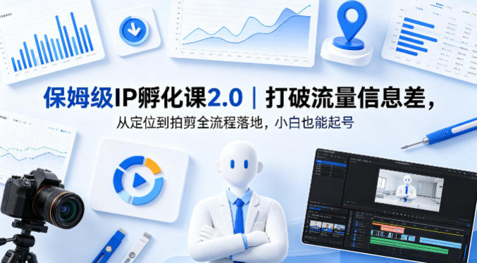 保姆级IP孵化课2.0｜打破流量信息差，从定位到拍剪全流程落地，小白也能起号-87副业网 - 互联网副业项目资源分享平台