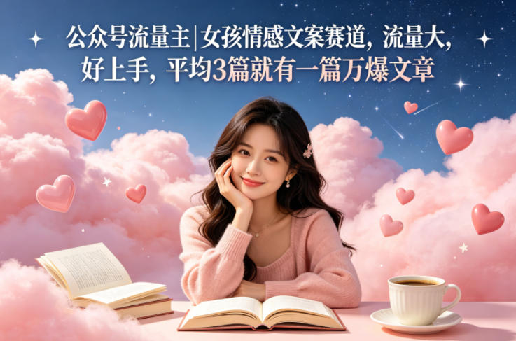 公众号流量主女孩情感文案赛道，流量大，好上手，平均3篇就有一篇万爆文章-87副业网 - 互联网副业项目资源分享平台