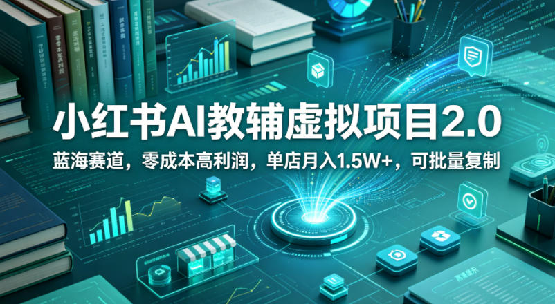 小红书AI教辅虚拟项目2.0，蓝海赛道，零成本高利润，单店月入1.5W+，可批量复制-87副业网 - 互联网副业项目资源分享平台