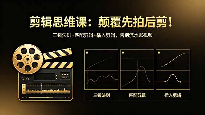 剪辑思维课：颠覆先拍后剪！三镜法则+匹配剪辑+插入剪辑，告别流水账视频-87副业网 - 互联网副业项目资源分享平台