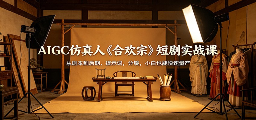 AIGC仿真人《合欢宗》短剧实战课：从剧本到后期，提示词，分镜，小白也能快速量产-87副业网 - 互联网副业项目资源分享平台
