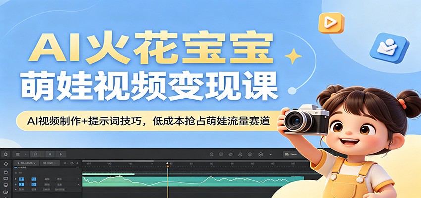 AI火花宝宝萌娃视频变现课：AI视频制作+提示词技巧，低成本抢占萌娃流量赛道-87副业网 - 互联网副业项目资源分享平台
