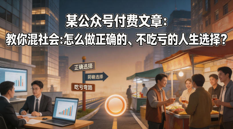 某公众号付费文章：教你混社会：怎么做正确的、不吃亏的人生选择？-87副业网 - 互联网副业项目资源分享平台