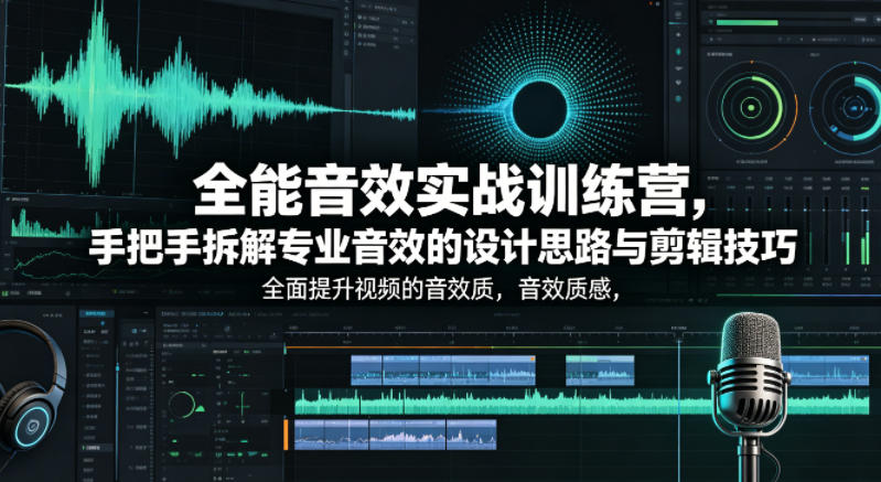 全能音效实战训练营，手把手拆解专业音效的设计思路与剪辑技巧，全面提升视频的音效质感-87副业网 - 互联网副业项目资源分享平台