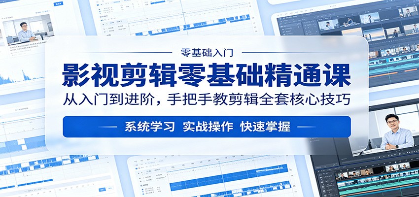 影视剪辑零基础精通课：从入门到进阶，手把手教剪辑全套核心技巧-87副业网 - 互联网副业项目资源分享平台
