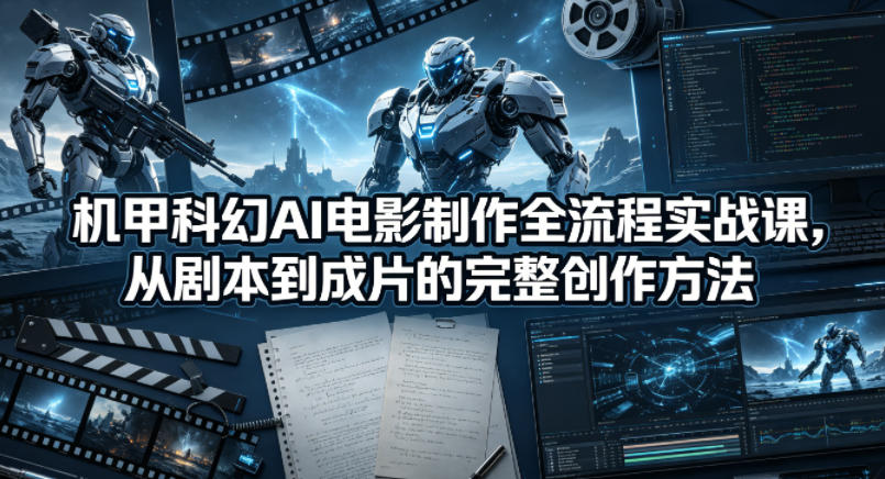 机甲科幻AI电影制作全流程实战课，从剧本到成片的完整创作方法-87副业网 - 互联网副业项目资源分享平台