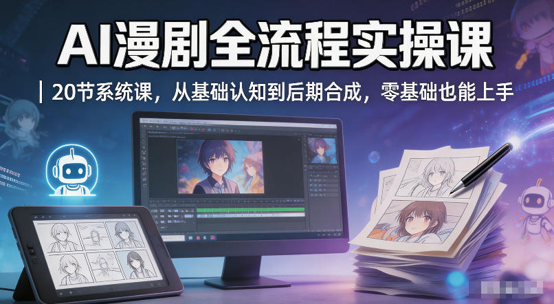 AI漫剧全流程实操课｜20节系统课，从基础认知到后期合成，零基础也能上手-87副业网 - 互联网副业项目资源分享平台