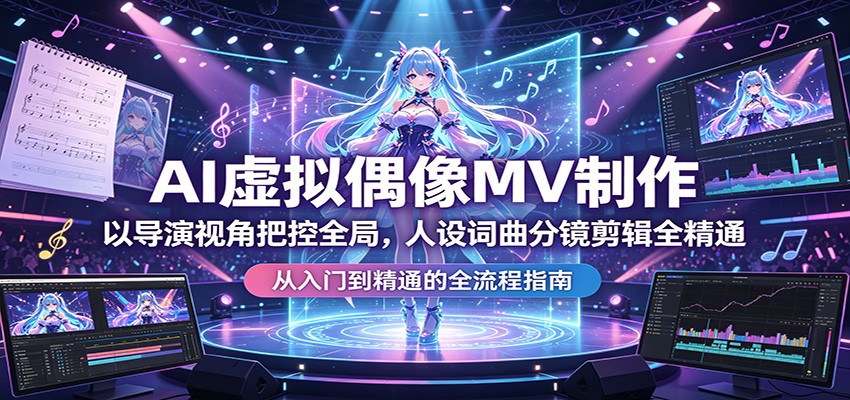 AI虚拟偶像MV制作：以导演视角把控全局，人设词曲分镜剪辑全精通-87副业网 - 互联网副业项目资源分享平台