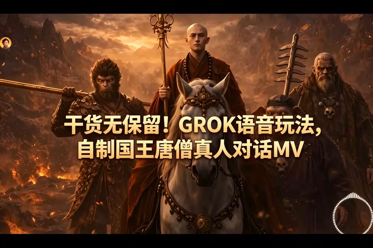 干货无保留！GROK语音玩法，自制国王唐僧真人对话MV-87副业网 - 互联网副业项目资源分享平台