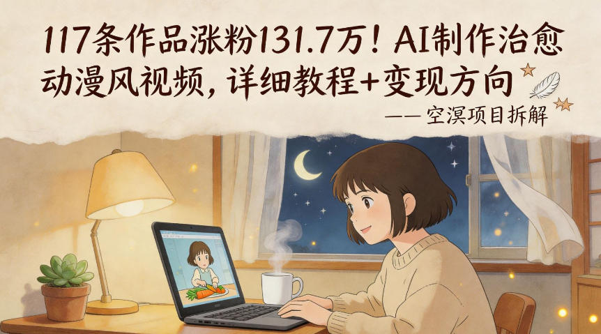 117条作品涨粉131.7W！AI制作治愈动漫风视频，详细教程+变现方向-87副业网 - 互联网副业项目资源分享平台