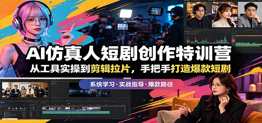 AI仿真人短剧创作特训营：从工具实操到剪辑拉片，手把手打造爆款短剧-87副业网 - 互联网副业项目资源分享平台