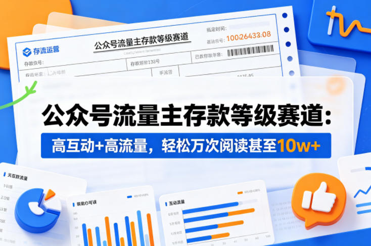 公众号流量主之存款等级赛道，高互动+高流量，轻松达到万次阅读，甚至10w+-87副业网 - 互联网副业项目资源分享平台