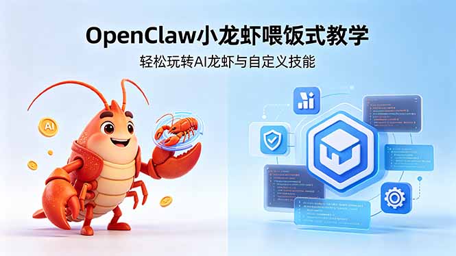 不用懂技术！OpenClaw小龙虾喂饭式教学，轻松玩转AI龙虾与自定义技能-87副业网 - 互联网副业项目资源分享平台