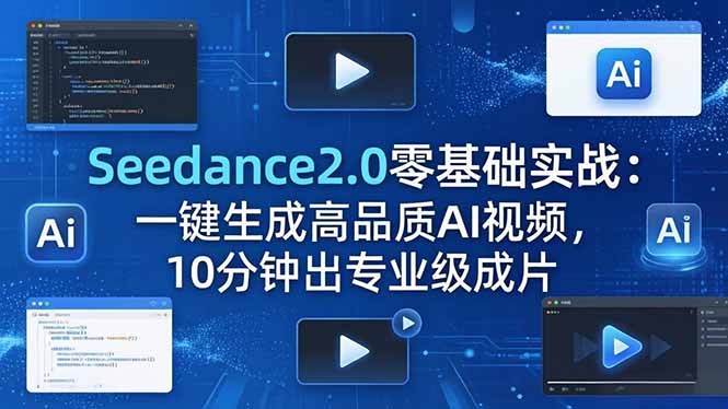 Seedance2.0零基础实战：一键生成高品质AI视频，10分钟出专业级成片-87副业网 - 互联网副业项目资源分享平台